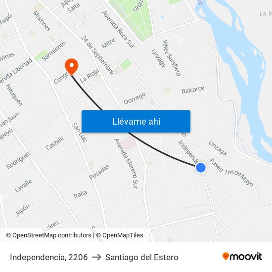 Independencia, 2206 to Santiago del Estero map
