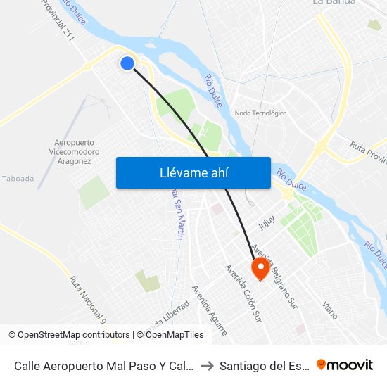 Calle Aeropuerto Mal Paso Y Calle Tola to Santiago del Estero map