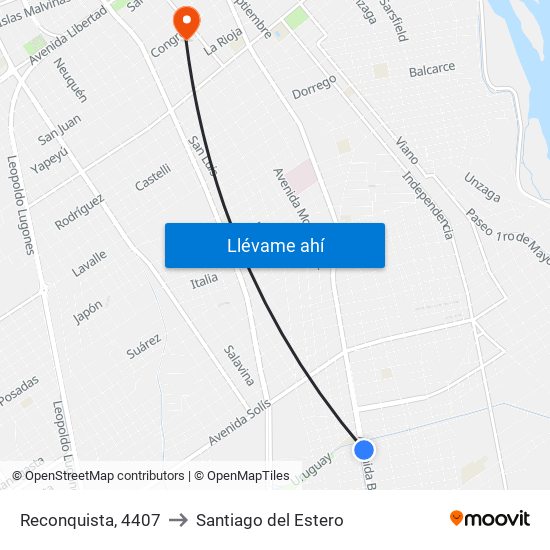Reconquista, 4407 to Santiago del Estero map