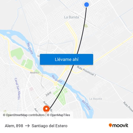 Alem, 898 to Santiago del Estero map