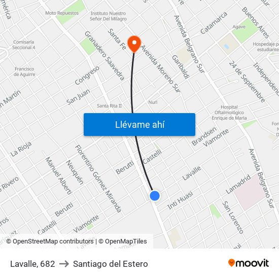 Lavalle, 682 to Santiago del Estero map