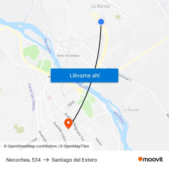 Necochea, 534 to Santiago del Estero map