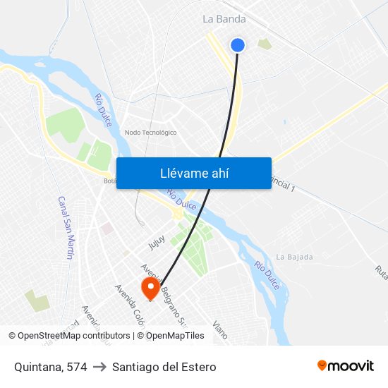 Quintana, 574 to Santiago del Estero map