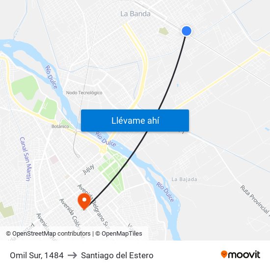 Omil Sur, 1484 to Santiago del Estero map
