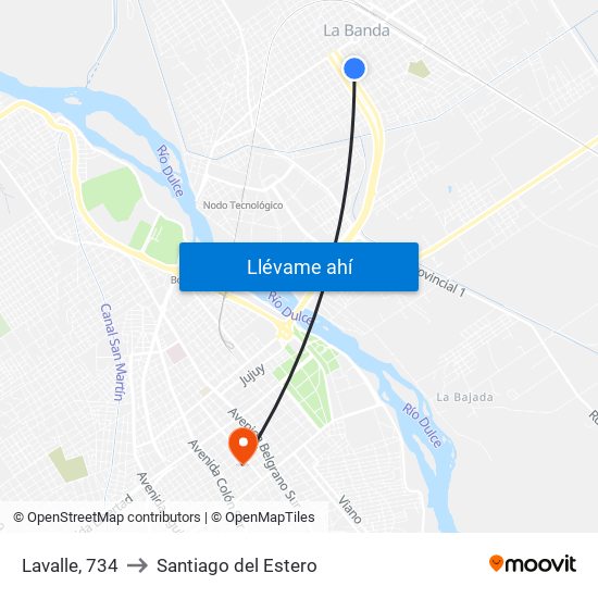 Lavalle, 734 to Santiago del Estero map