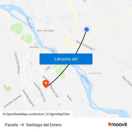 Parada to Santiago del Estero map