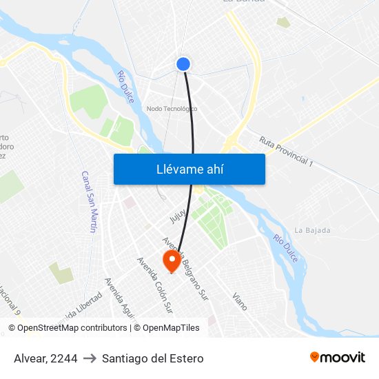 Alvear, 2244 to Santiago del Estero map