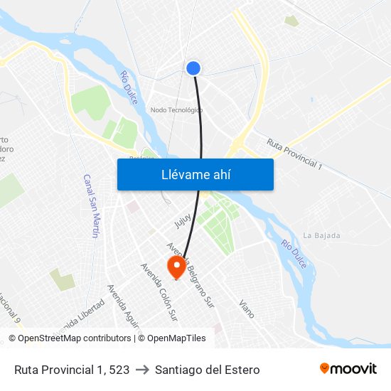 Ruta Provincial 1, 523 to Santiago del Estero map