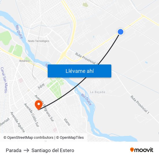 Parada to Santiago del Estero map