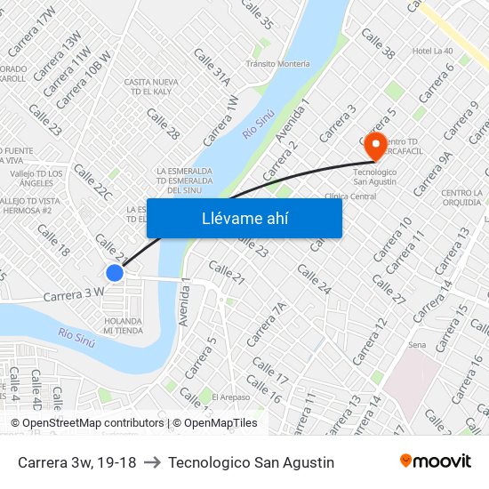 Carrera 3w, 19-18 to Tecnologico San Agustin map