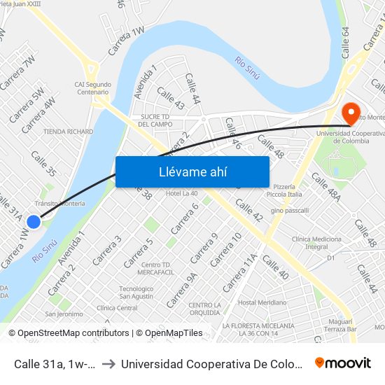 Calle 31a, 1w-63 to Universidad Cooperativa De Colombia map