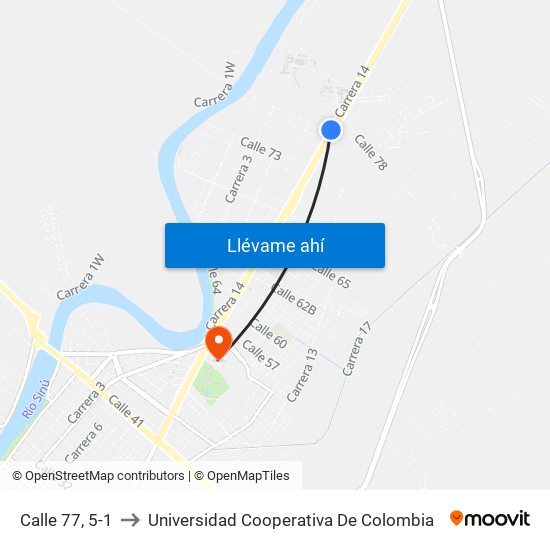 Calle 77, 5-1 to Universidad Cooperativa De Colombia map