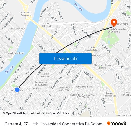 Carrera 4, 2724 to Universidad Cooperativa De Colombia map