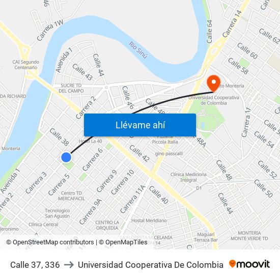 Calle 37, 336 to Universidad Cooperativa De Colombia map
