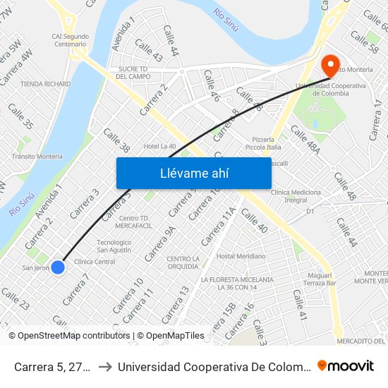 Carrera 5, 2794 to Universidad Cooperativa De Colombia map