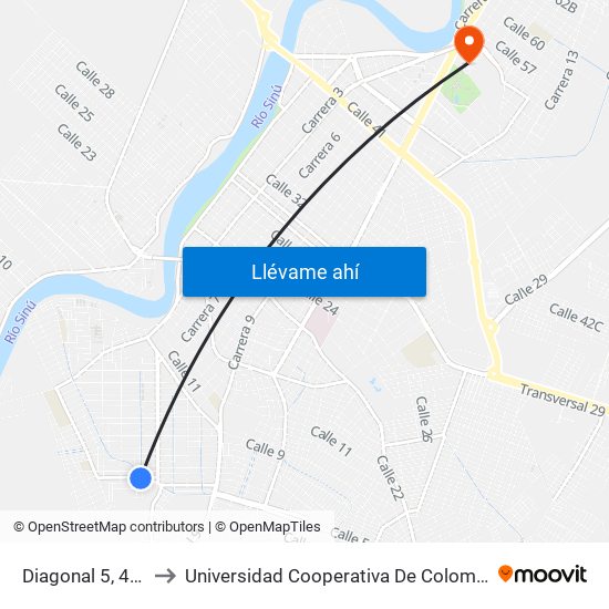 Diagonal 5, 420 to Universidad Cooperativa De Colombia map