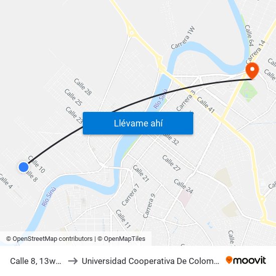 Calle 8, 13w24 to Universidad Cooperativa De Colombia map