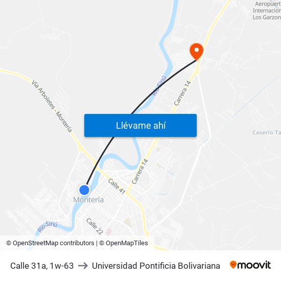 Calle 31a, 1w-63 to Universidad Pontificia Bolivariana map