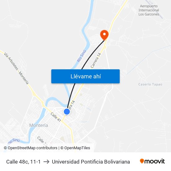 Calle 48c, 11-1 to Universidad Pontificia Bolivariana map