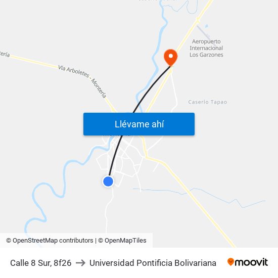 Calle 8 Sur, 8f26 to Universidad Pontificia Bolivariana map