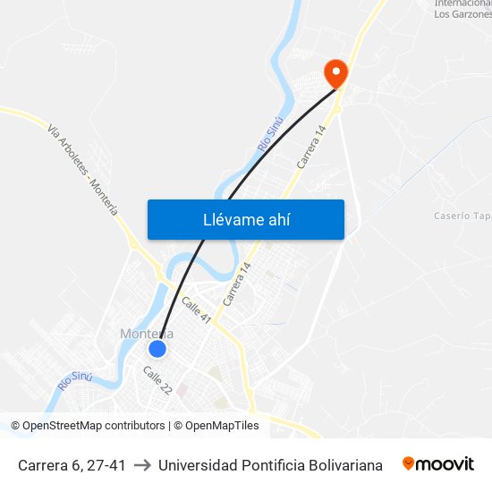 Carrera 6, 27-41 to Universidad Pontificia Bolivariana map