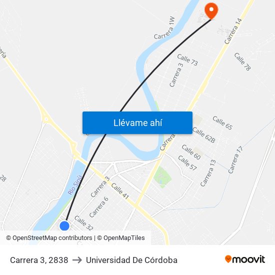 Carrera 3, 2838 to Universidad De Córdoba map