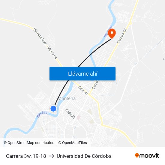 Carrera 3w, 19-18 to Universidad De Córdoba map