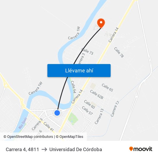 Carrera 4, 4811 to Universidad De Córdoba map