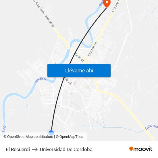 El Recuerdi to Universidad De Córdoba map