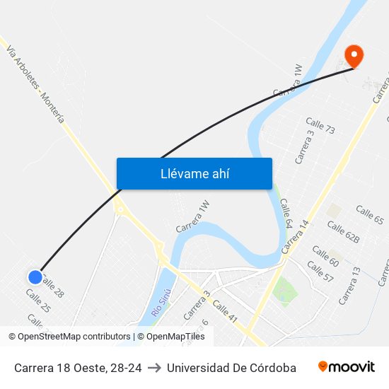 Carrera 18 Oeste, 28-24 to Universidad De Córdoba map