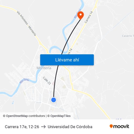 Carrera 17e, 12-26 to Universidad De Córdoba map