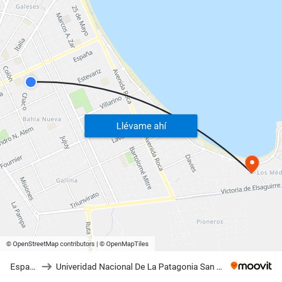 España, 928 to Univeridad Nacional De La Patagonia San Juan Bosco - Sede Puerto Madryn map