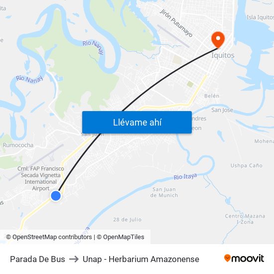 Parada De Bus to Unap - Herbarium Amazonense map