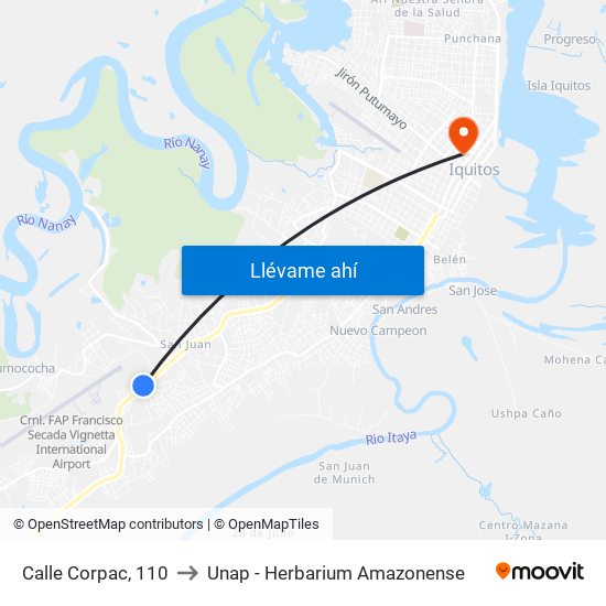 Calle Corpac, 110 to Unap - Herbarium Amazonense map