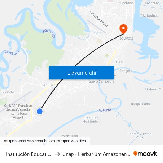 Institución Educativa to Unap - Herbarium Amazonense map