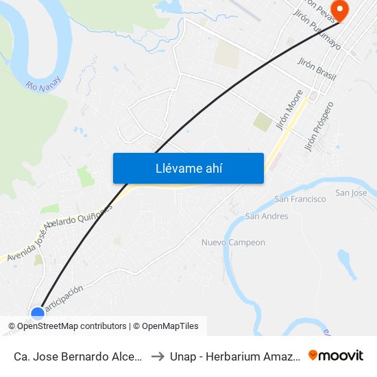 Ca. Jose Bernardo Alcedo, 204 to Unap - Herbarium Amazonense map