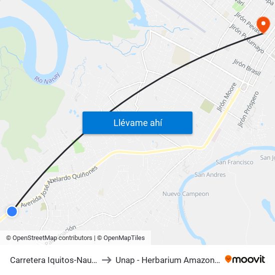 Carretera Iquitos-Nauta, 2 to Unap - Herbarium Amazonense map