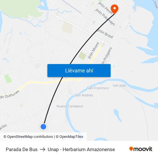 Parada De Bus to Unap - Herbarium Amazonense map