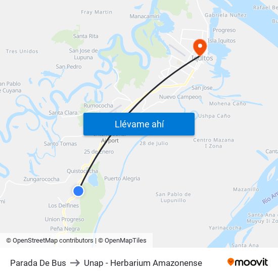 Parada De Bus to Unap - Herbarium Amazonense map