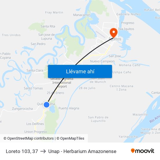 Loreto 103, 37 to Unap - Herbarium Amazonense map
