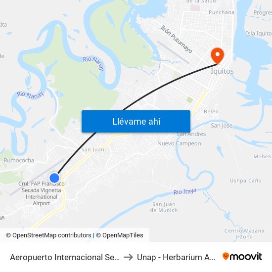 Aeropuerto Internacional Secada Vignetta to Unap - Herbarium Amazonense map