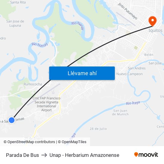 Parada De Bus to Unap - Herbarium Amazonense map