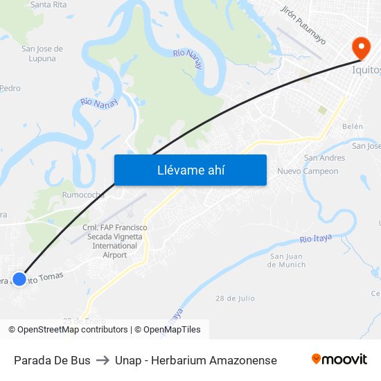 Parada De Bus to Unap - Herbarium Amazonense map