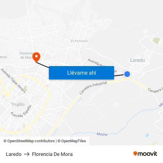 Laredo to Florencia De Mora map
