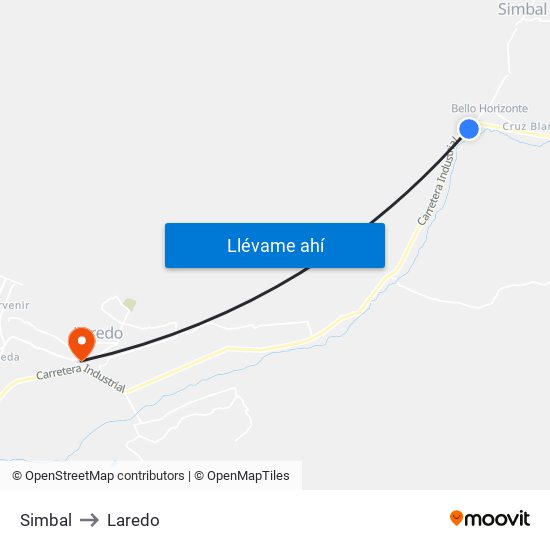 Simbal to Laredo map