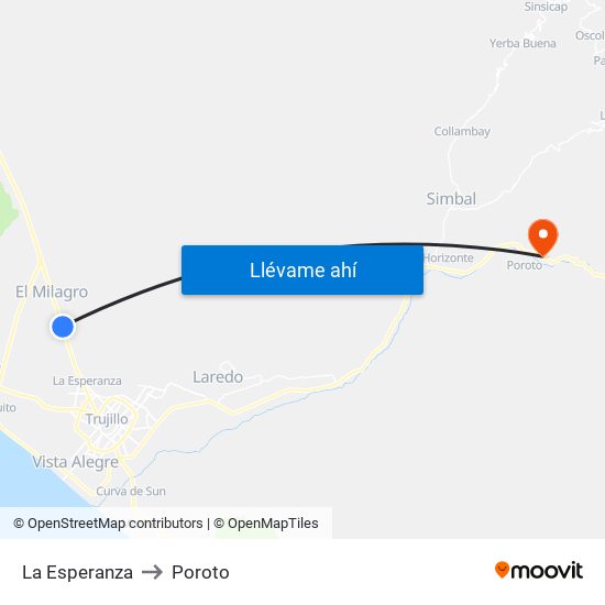 La Esperanza to Poroto map