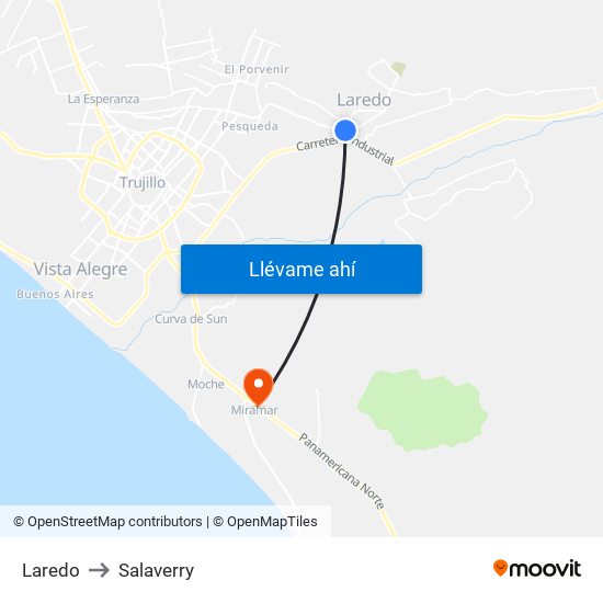 Laredo to Salaverry map