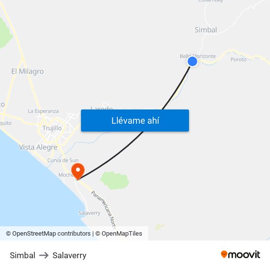 Simbal to Salaverry map