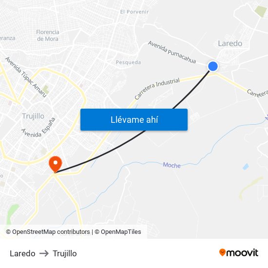 Laredo to Trujillo map