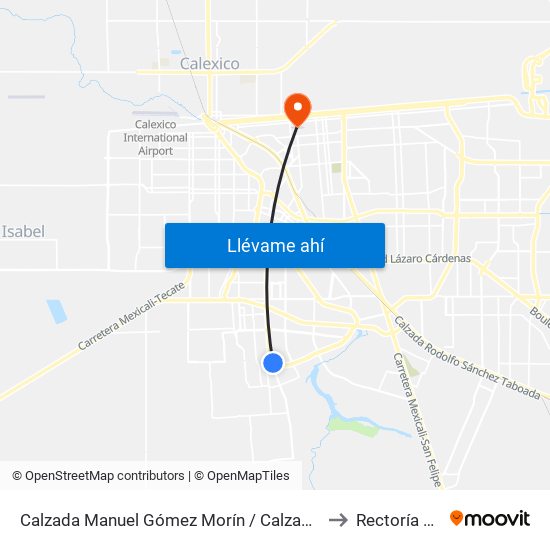 Calzada Manuel Gómez Morín / Calzada Anáhuac to Rectoría Uabc map